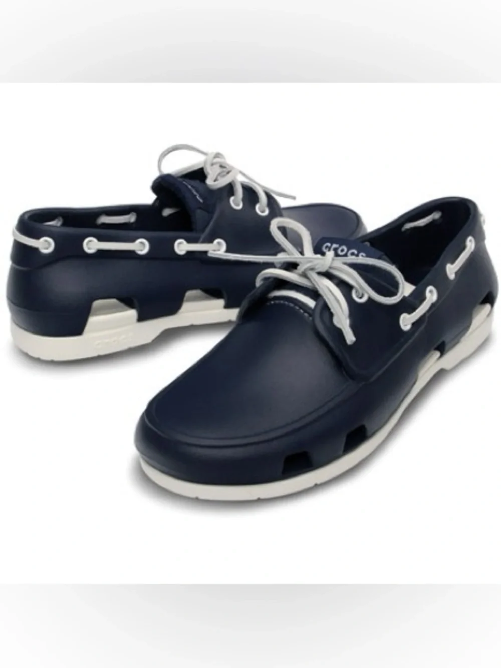 CROCS Men’s Navy and White Boat Shoe Size M10